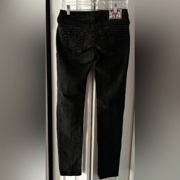 VINTAGE TRUE RELIGION STELLA BIG T BLACK JEANS SIZE 26 - Picture 1 of 4